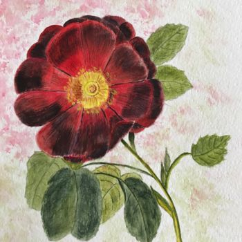 Painting titled "ROSE" by Cathou-Bazec, Original Artwork, Watercolor