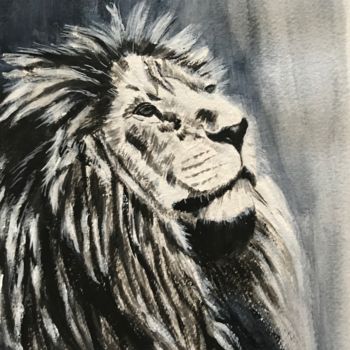 Pintura titulada "TETE DE LION" por Cathou-Bazec, Obra de arte original, Acrílico