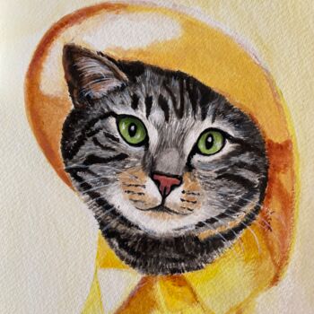 Pintura titulada "CHAT CHAPEAUTE" por Cathou-Bazec, Obra de arte original, Acrílico