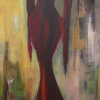 Painting titled "ROUGE CREOLE" by Cathy Belleville, Original Artwork, Oil
