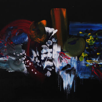 제목이 "REVE AMERINDIEN"인 미술작품 Cathy Blue로, 원작, 아크릴 나무 들것 프레임에 장착됨