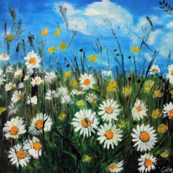 Картина под названием "les fleurs des cham…" - Cathy Dapvril (CDL), Подлинное произведение искусства, Масло