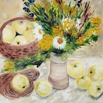 Pintura titulada "Les pommes" por Cathy Dapvril (CDL), Obra de arte original, Oleo