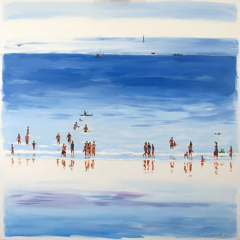 Pintura titulada "Plage éblouie" por Cathy Doutreligne, Obra de arte original, Acrílico Montado en Bastidor de camilla de ma…