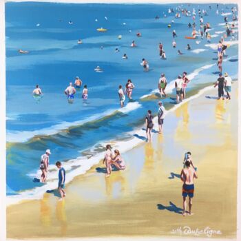 Painting titled "Sur le sable mouillé" by Cathy Doutreligne, Original Artwork, Acrylic Mounted on Wood Stretcher frame