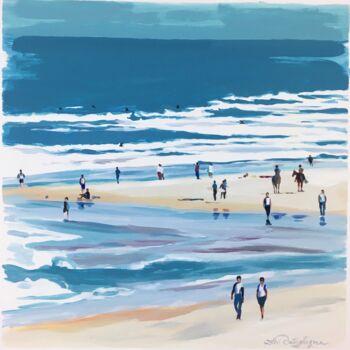 Painting titled "Littoral" by Cathy Doutreligne, Original Artwork, Acrylic Mounted on Wood Stretcher frame