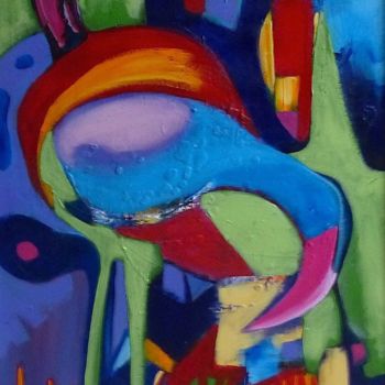 Painting titled "Les gros becs" by Cathy Guerrier-D., Original Artwork, Acrylic