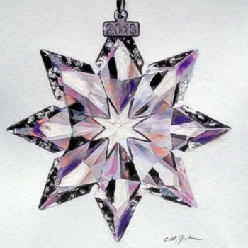 Painting titled "Crystal Ornament" by Cathy Jourdan, Original Artwork, Oil