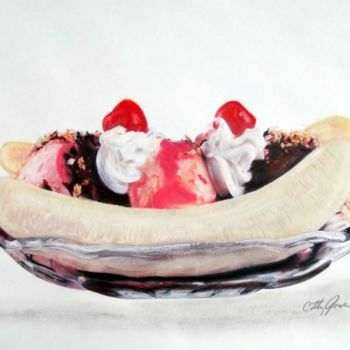 Painting titled "Banana Split" by Cathy Jourdan, Original Artwork, Oil
