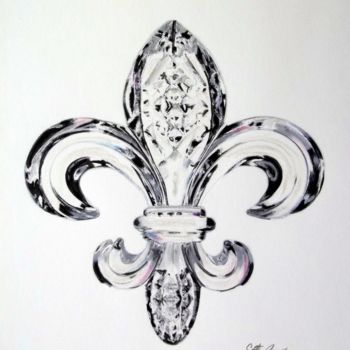 Painting titled "Crystal Fleur De Lis" by Cathy Jourdan, Original Artwork