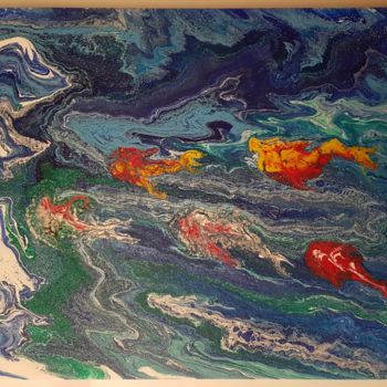 Pintura titulada "Koi en eaux troubles" por Catherine Laviale, Obra de arte original, Acrílico