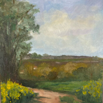 Peinture intitulée "le petit chemin" par Catherine Maze, Œuvre d'art originale, Huile