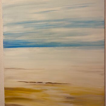 Painting titled "La mer calme" by Cathy Monka, Original Artwork, Acrylic Mounted on Wood Stretcher frame