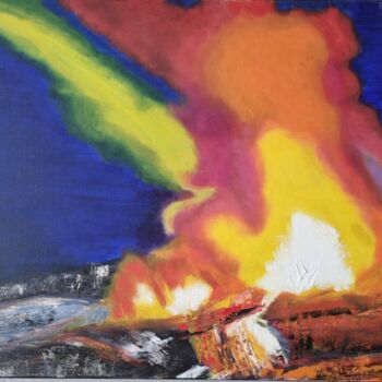 Pintura intitulada "Boréale volcanique" por Cathy Occo, Obras de arte originais, Óleo