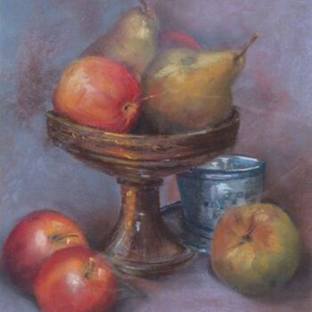 Painting titled "nature morte aux po…" by Cathy Perdriaud, Original Artwork, Pastel