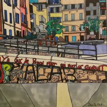 Drawing titled "Le cours Julien" by Cathy Scosceria, Original Artwork, Marker
