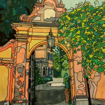 Dibujo titulada "Le jardin Hanbury" por Cathy Scosceria, Obra de arte original, Rotulador