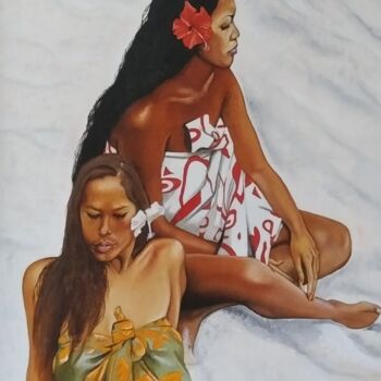 Pittura intitolato "Tahitian Women" da Cathy Serrano, Opera d'arte originale, Olio