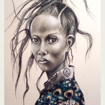 Dessin intitulée "energie africaine" par Cathy, Œuvre d'art originale, Pastel