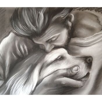 Drawing titled ". tendresse animale…" by Cathy, Original Artwork, Pastel