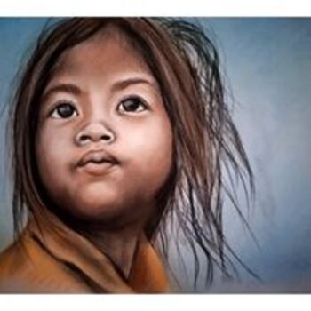 Drawing titled "lointaine" by Cathy, Original Artwork, Pastel