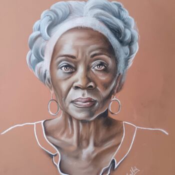 Peinture intitulée "white mama" par Cathy, Œuvre d'art originale, Pastel