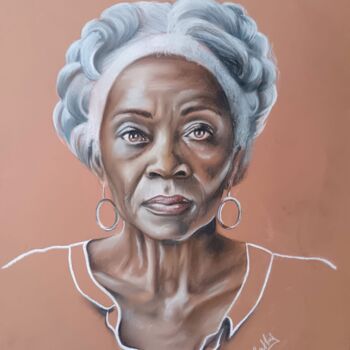 Painting titled "white mama" by Cathy, Original Artwork, Pastel