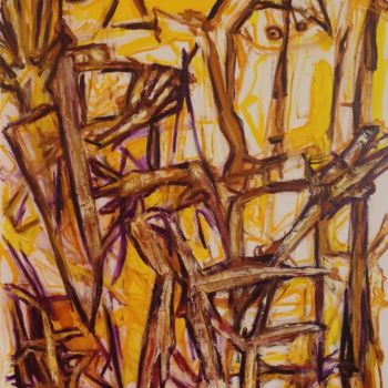 Pintura titulada "Jaunes Amis" por Catali, Obra de arte original, Acrílico Montado en Bastidor de camilla de madera