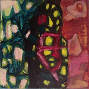 제목이 "Embruns Rosés"인 미술작품 Catali로, 원작, 기름 나무 들것 프레임에 장착됨