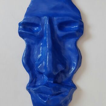 Sculpture intitulée "homme bleu" par Catali, Œuvre d'art originale, Argile