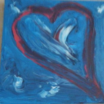 Painting titled "Mon coeur bleu" by Cathy Lemaire, Original Artwork, Acrylic