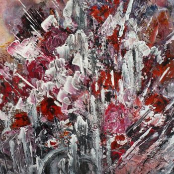 Painting titled "bouquet rouge" by Cathy L'Escaud, Original Artwork, Oil