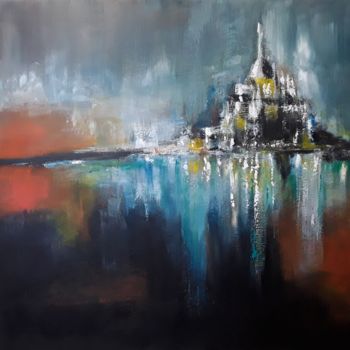 Malerei mit dem Titel "Mont Saint Michel" von Catia Trovarelli, Original-Kunstwerk, Acryl