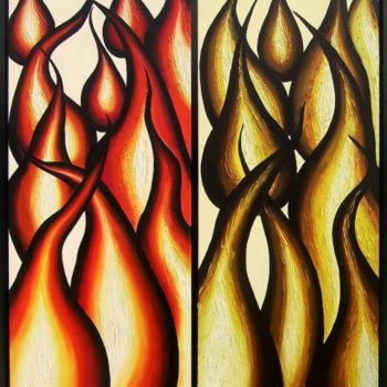 Painting titled "fogos distintos" by Catia Rodrigues, Original Artwork