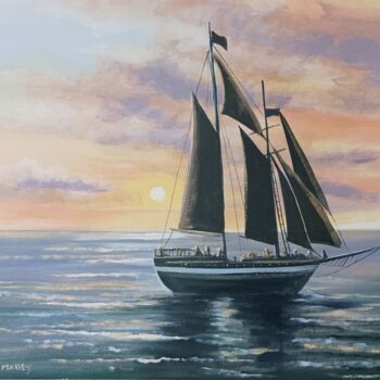 Painting titled "Atlantic sunset,," by Cathal O Malley, Original Artwork, Acrylic