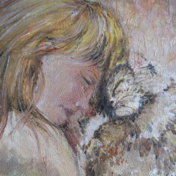 Pittura intitolato "Tendresse enfantine" da Catherine Cabé (CAT.), Opera d'arte originale, Olio