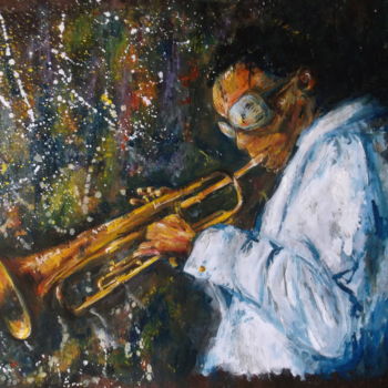 Malerei mit dem Titel "Mister Jazzi" von Catherine Cabé (CAT.), Original-Kunstwerk, Öl
