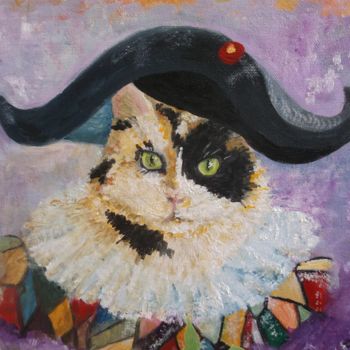 Painting titled "Charlequin" by Catherine Cabé (CAT.), Original Artwork, Oil