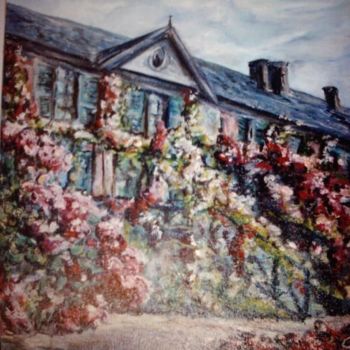 Painting titled "FACADE DE GIVERNY" by Catherine Cabé (CAT.), Original Artwork, Oil