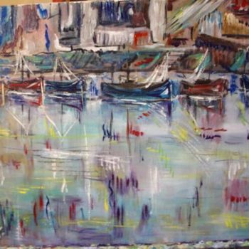 Pintura intitulada "SUR LE PORT" por Catherine Cabé (CAT.), Obras de arte originais, Outro