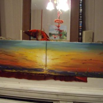 Painting titled "COUCHER DE SOLEIL S…" by Catherine Cabé (CAT.), Original Artwork, Oil