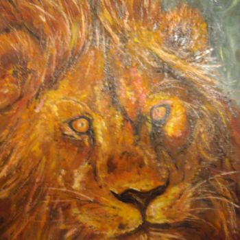 Peinture intitulée "LOUIS le lion" par Catherine Cabé (CAT.), Œuvre d'art originale, Huile