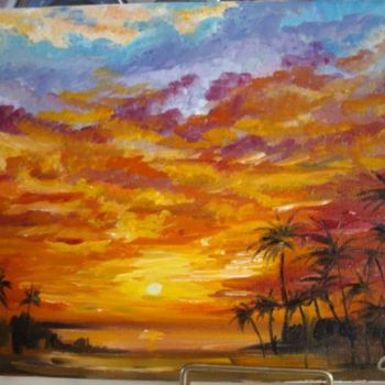 Painting titled "SUNSET COCO." by Catherine Cabé (CAT.), Original Artwork