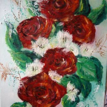 Pintura titulada "ROSES ROUGES" por Catherine Cabé (CAT.), Obra de arte original