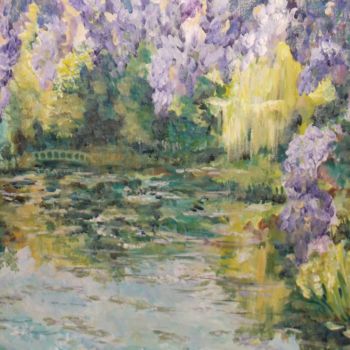 Painting titled "SOUS LA GLYCINE DE…" by Catherine Cabé (CAT.), Original Artwork