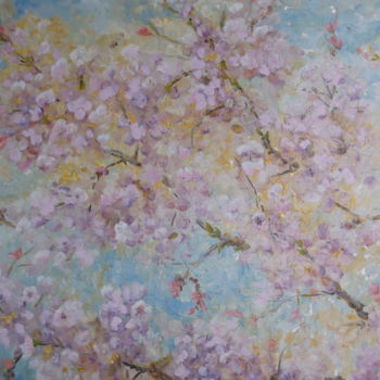 Peinture intitulée "le grand cerisier" par Catherine Cabé (CAT.), Œuvre d'art originale, Huile