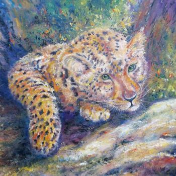 Painting titled "PETIT LOU" by Catherine Cabé (CAT.), Original Artwork, Oil