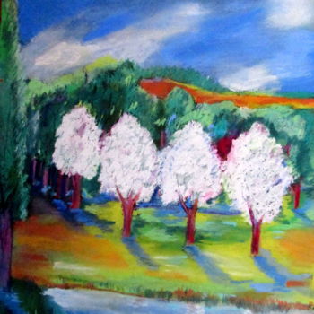 Drawing titled "le printemps" by Ludovic Catry, Original Artwork, Pastel