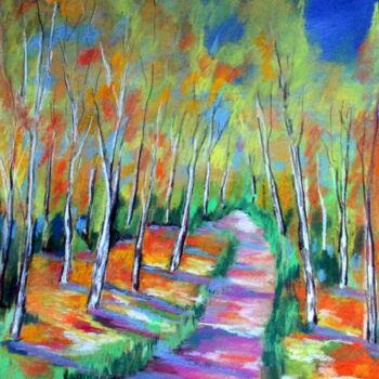 Dessin intitulée "impression de forêt…" par Ludovic Catry, Œuvre d'art originale, Pastel
