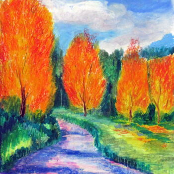 Dessin intitulée "quand les arbres s'…" par Ludovic Catry, Œuvre d'art originale, Pastel